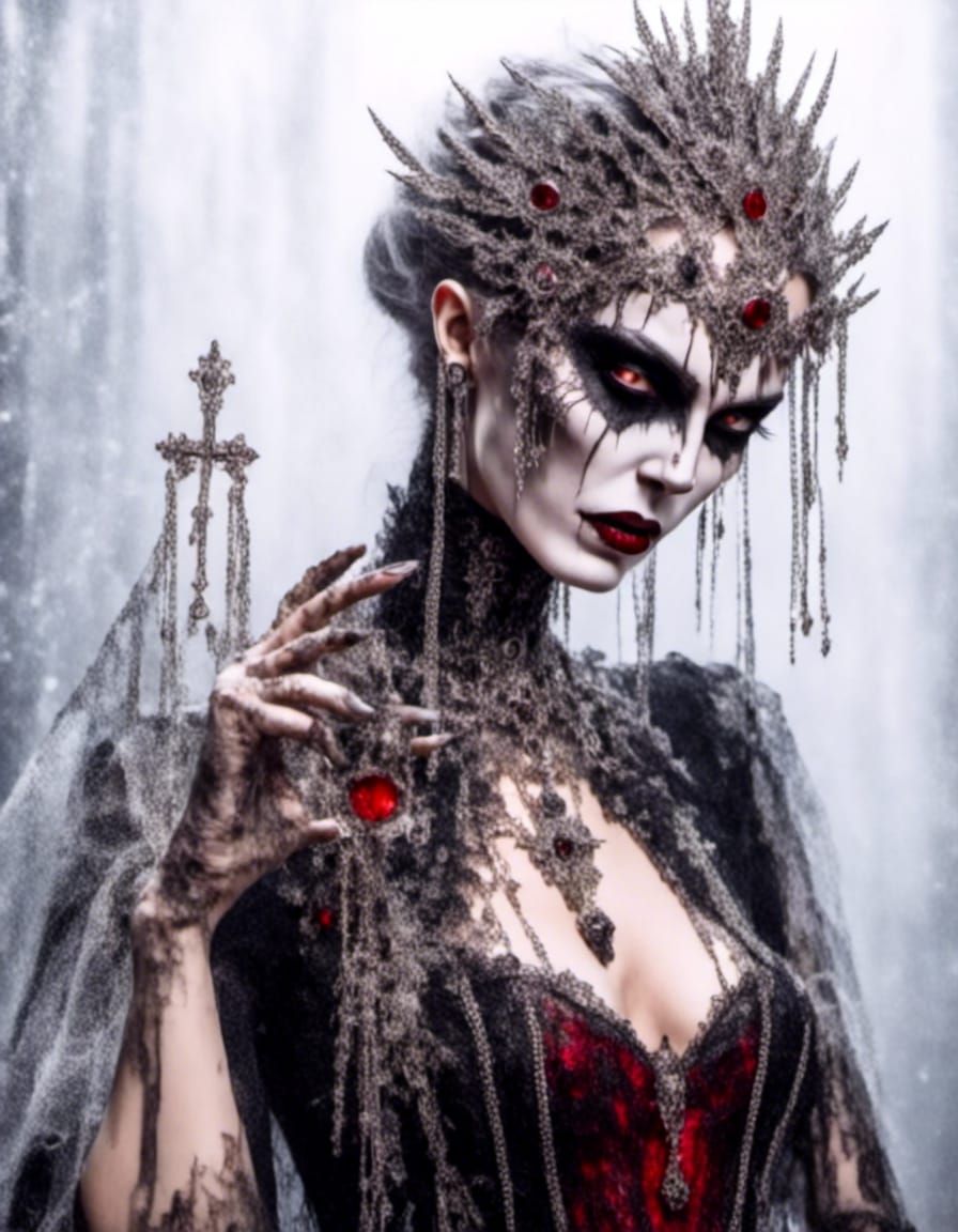 Vampire Bride with Alluring Eyes in Gothic Art