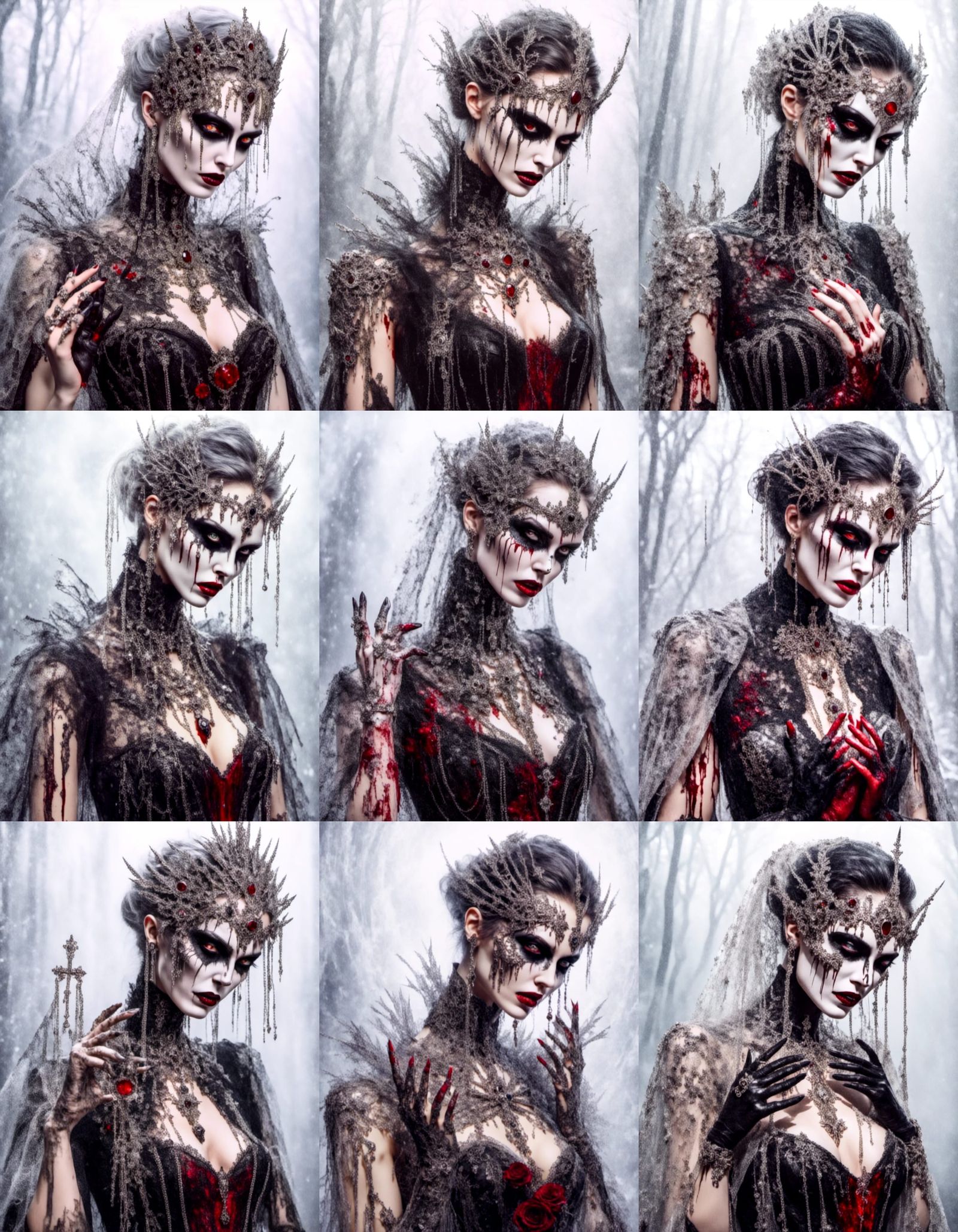 Gothic Vampire Bride with Bloody Hand