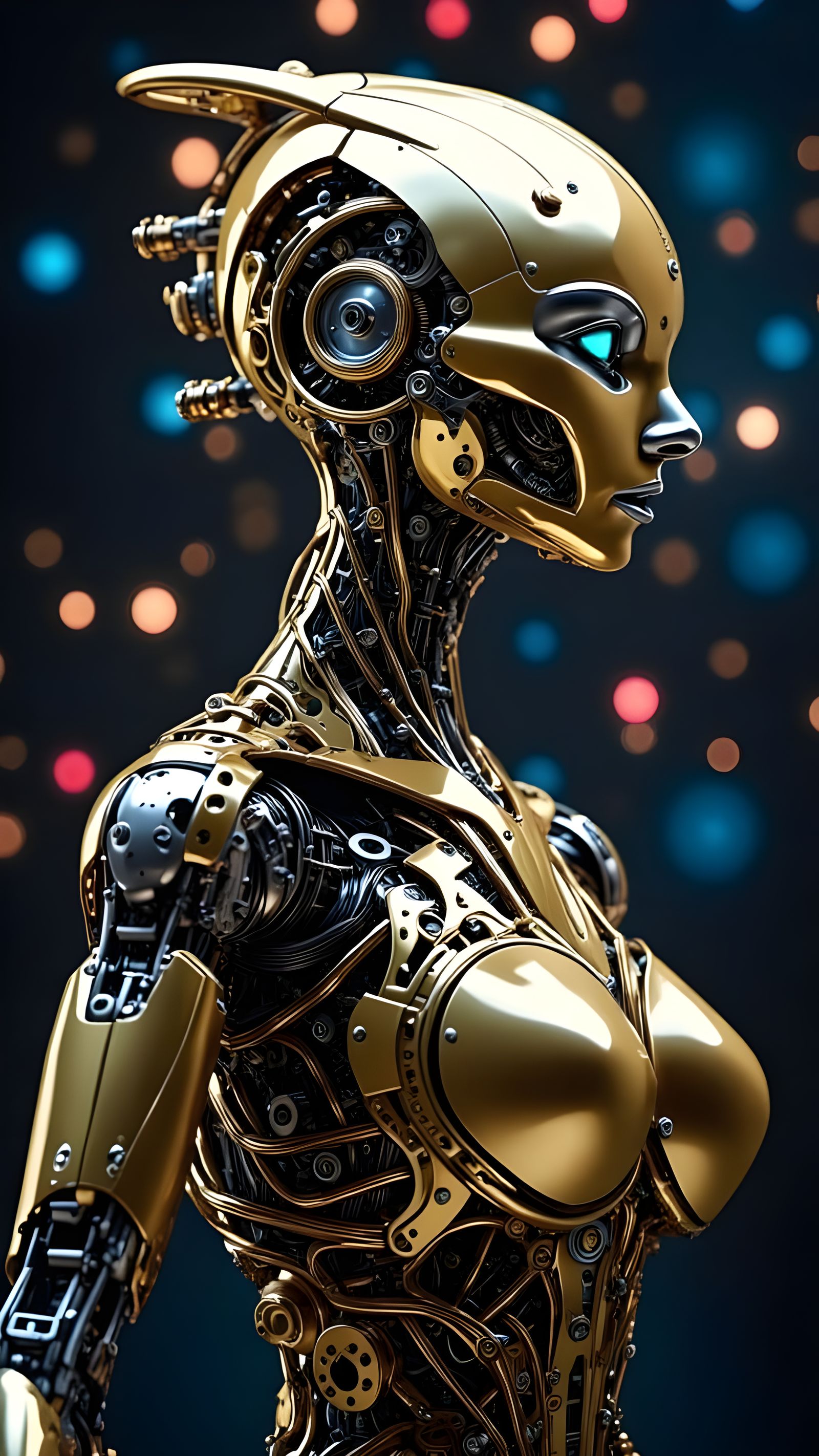 Regal Robot Queen in Art Nouveau Style