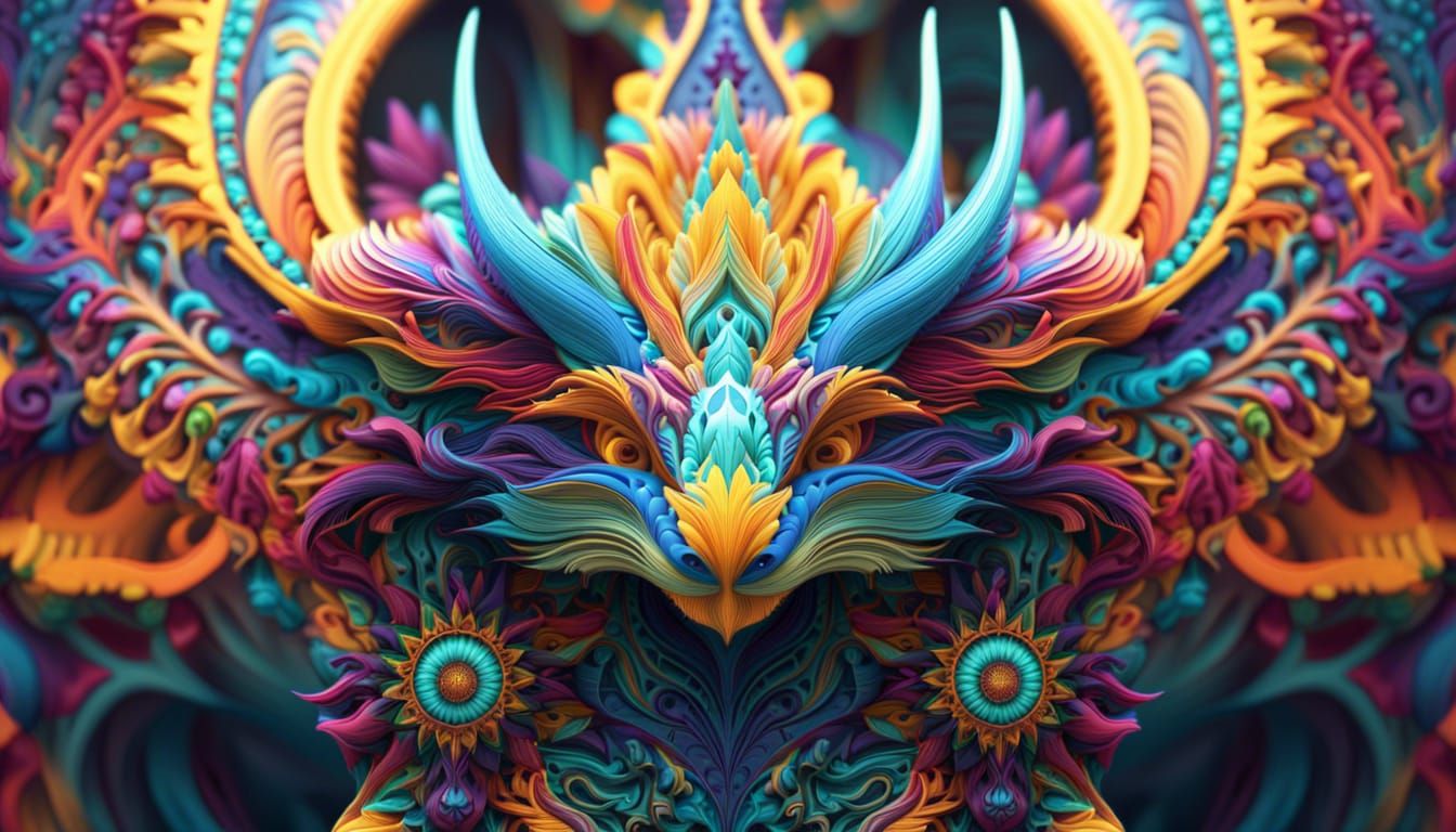 Colorful Fractal Creature with Intricate Abstract Design