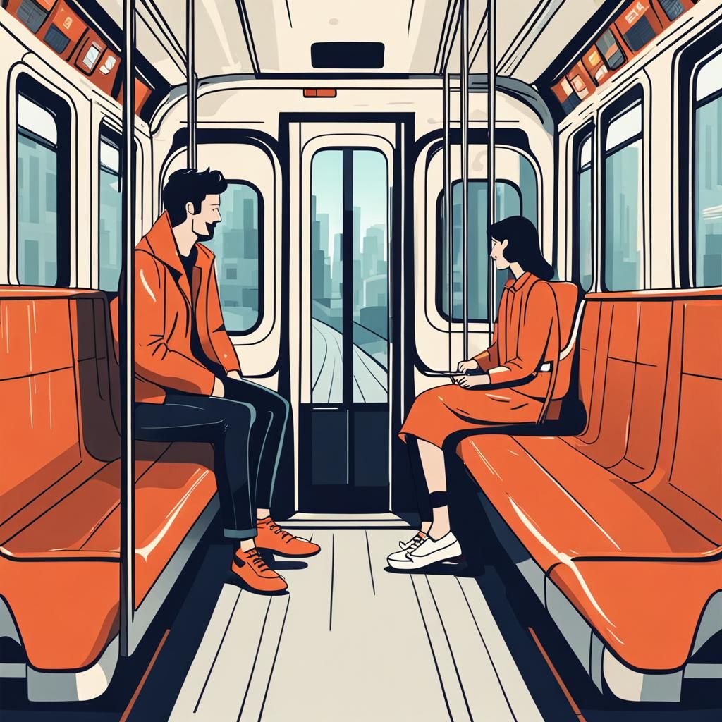 Happy Couple in Melbourne Tram: Minimalist Animation