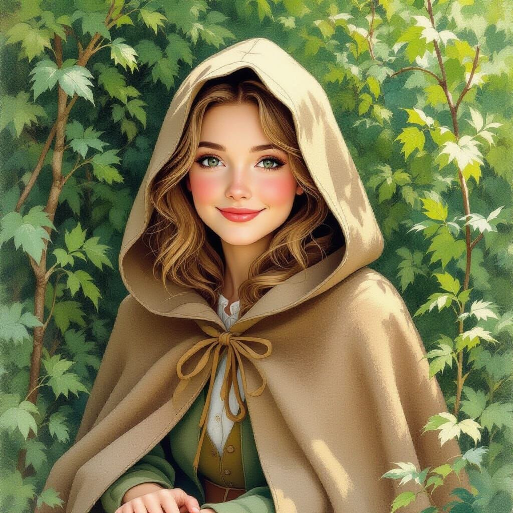 Gentle Soul in Earth Tones, Storybook Illustration