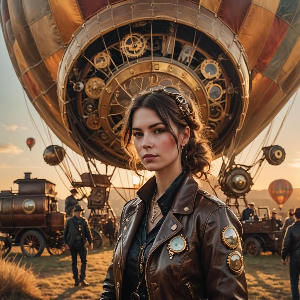 Steampunk Safari Guide in Warm, Golden Light