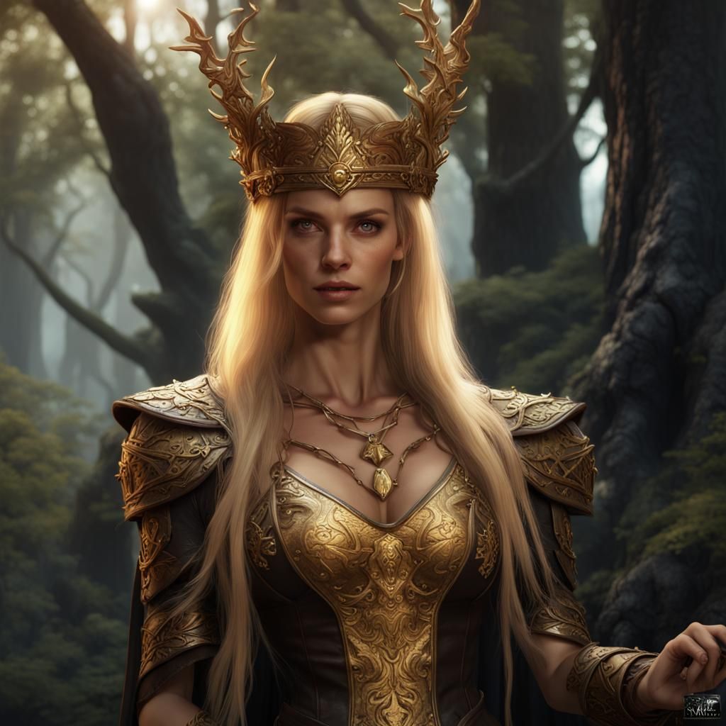 Pictish Princess Gwynevere in Forest, Fantasy Art
