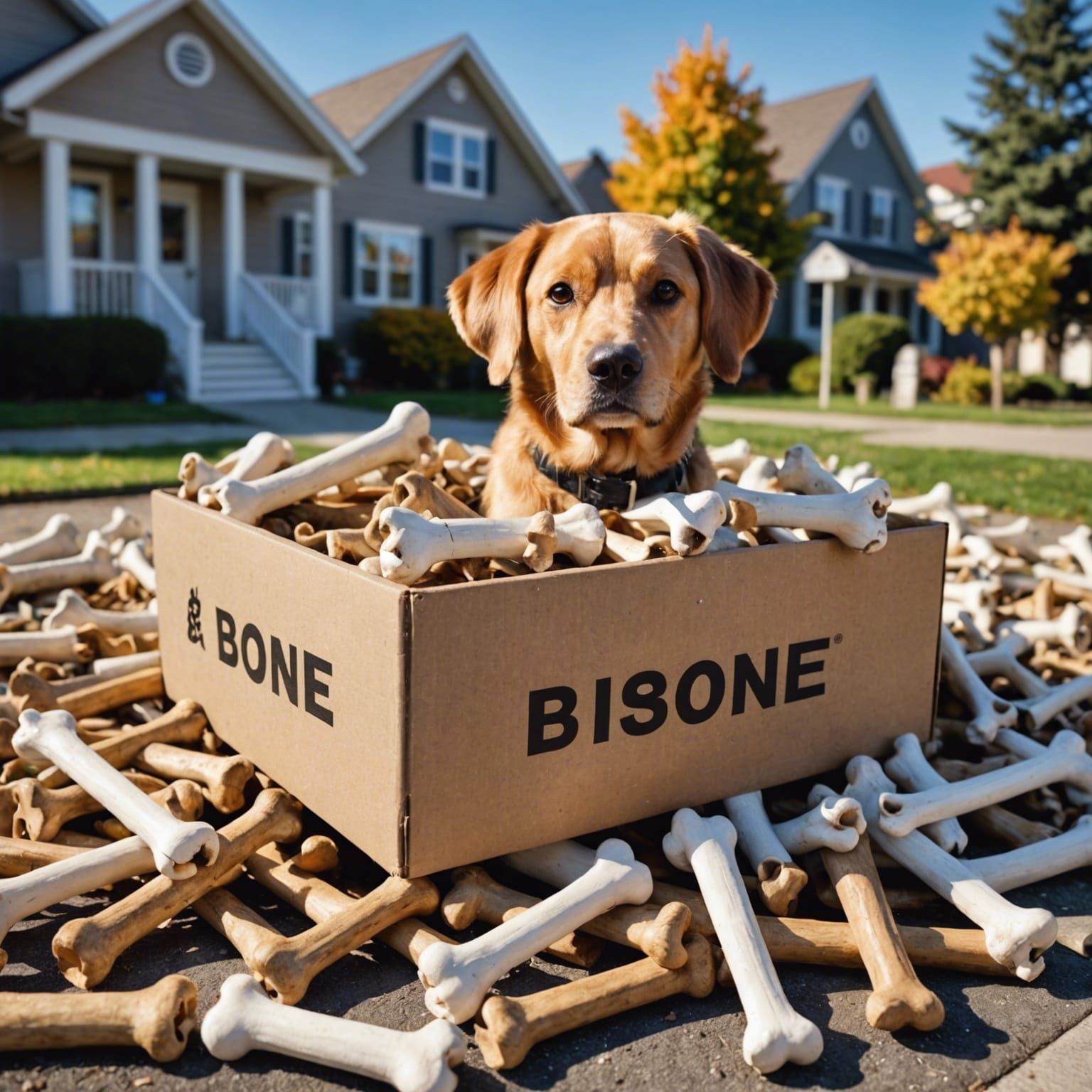 Dog Bone Library in Suburbia: Photoillustration