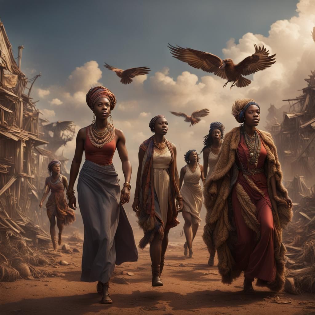 Fantastical Scene of African Americans in Matte Painting