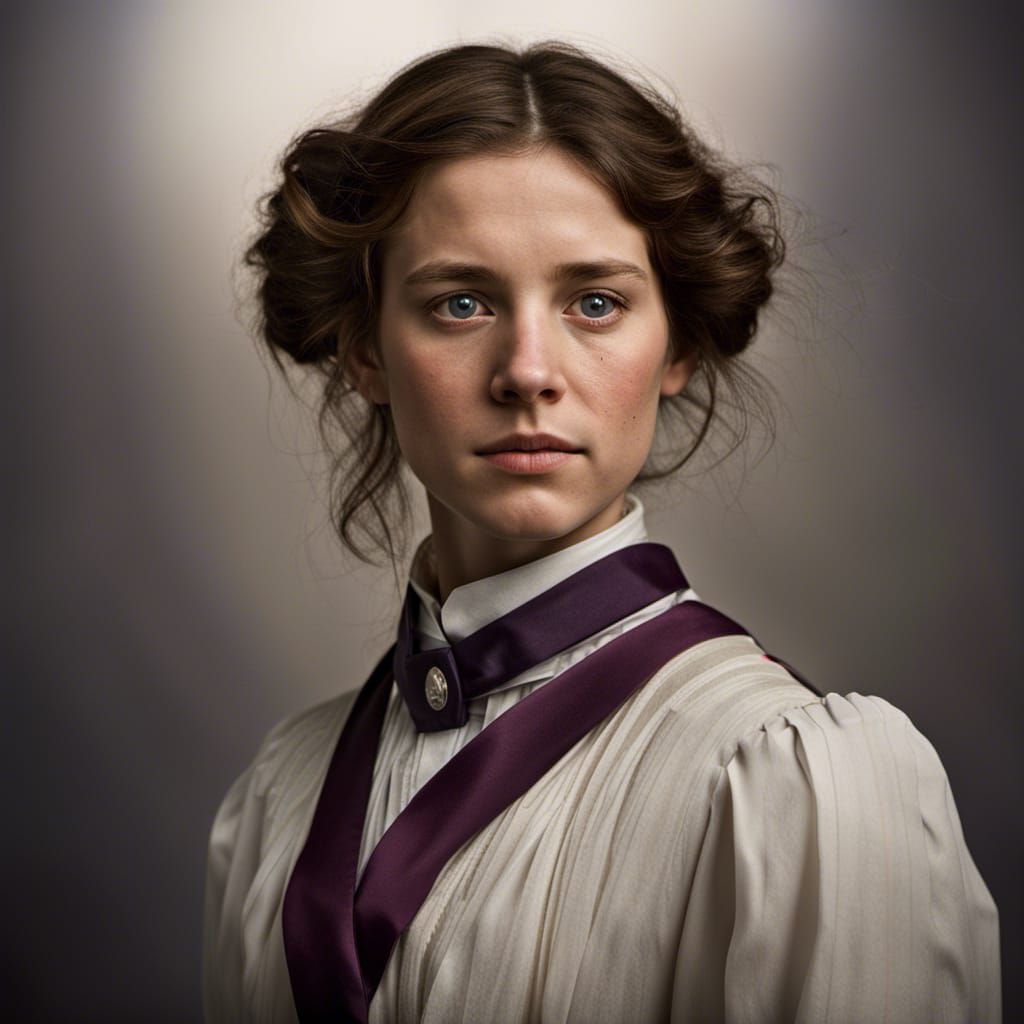 Portrait of a Determined Suffragette in Studio Lighting
