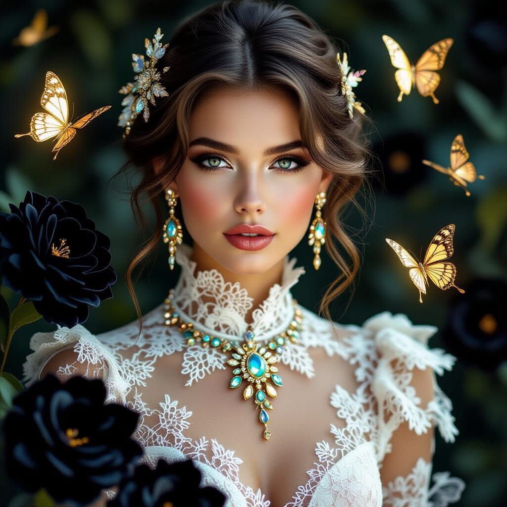 Stunning Woman Portrait in Fractal Photorealism