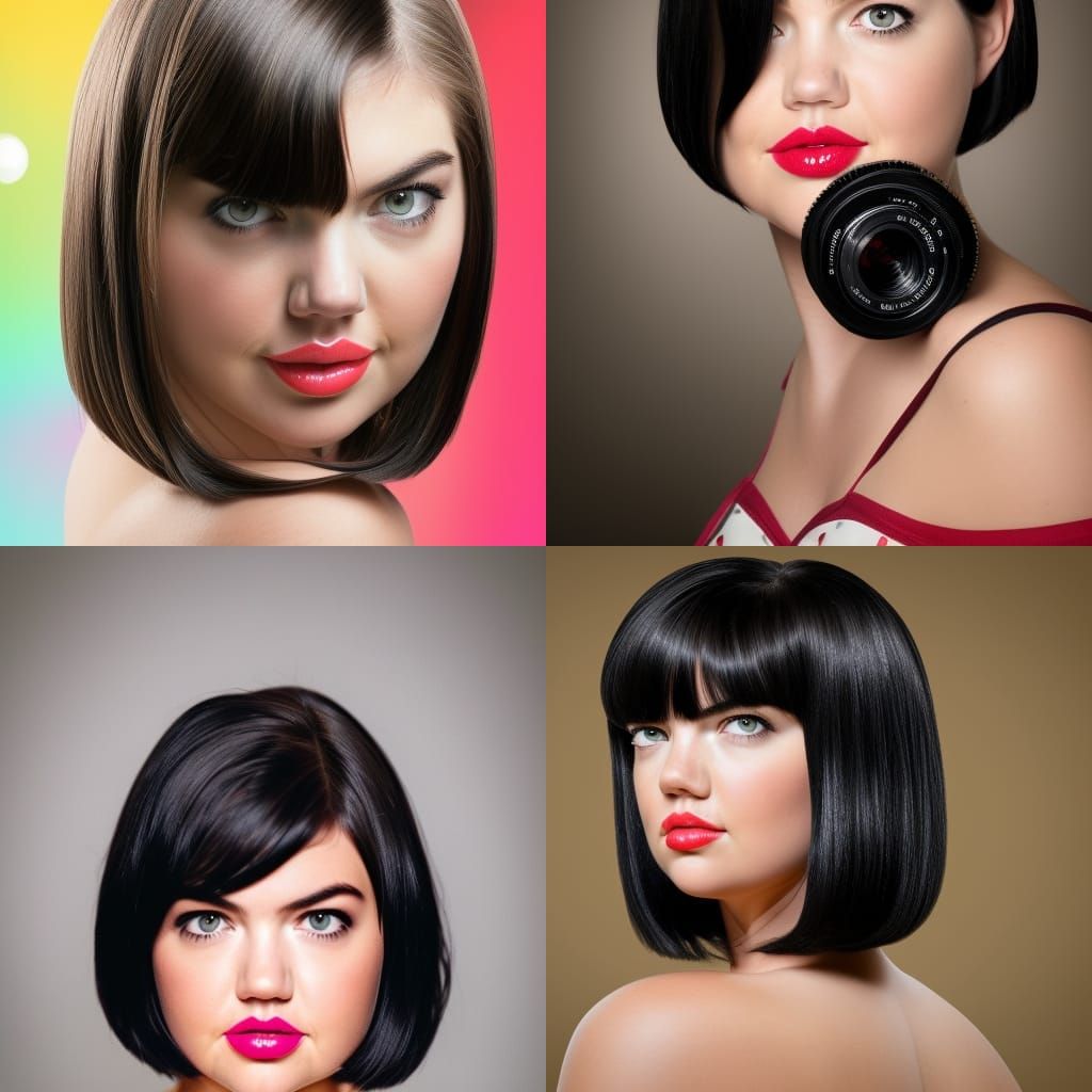 Pin-Up Girl with Black Bob Hairstyle