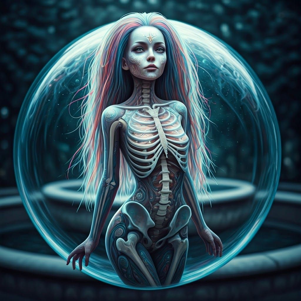 Ethereal Goth Girl in Arctic Dawn, Transparent Figure