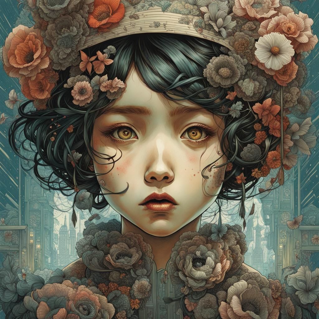 Sad Young Woman: Digital Art Portrait