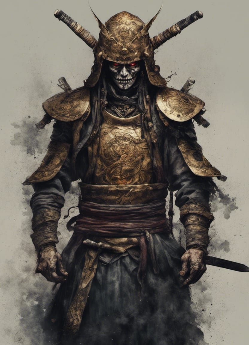 Undead Samurai Warrior in Dark Horror Fantasy Art
