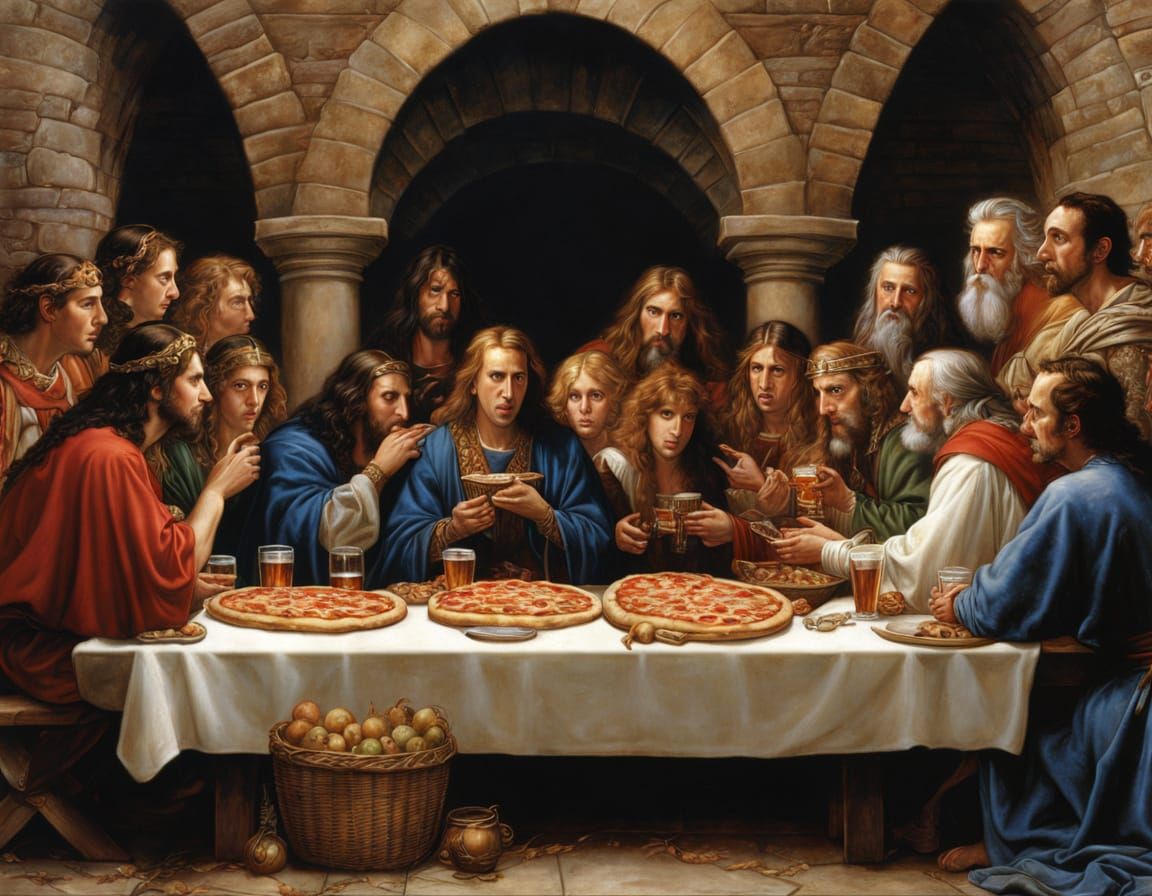 Nicolas Cage's Last Supper: A Photorealistic Homage
