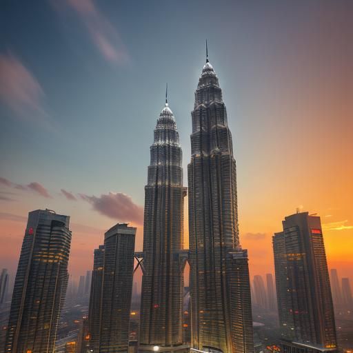 Petronas Towers at Sunset: Cinematic Golden Hour