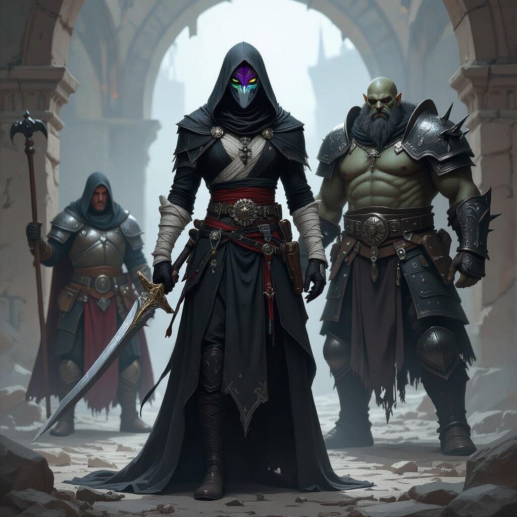 Sinister Black Suns Mercenaries in Dark Fantasy Style