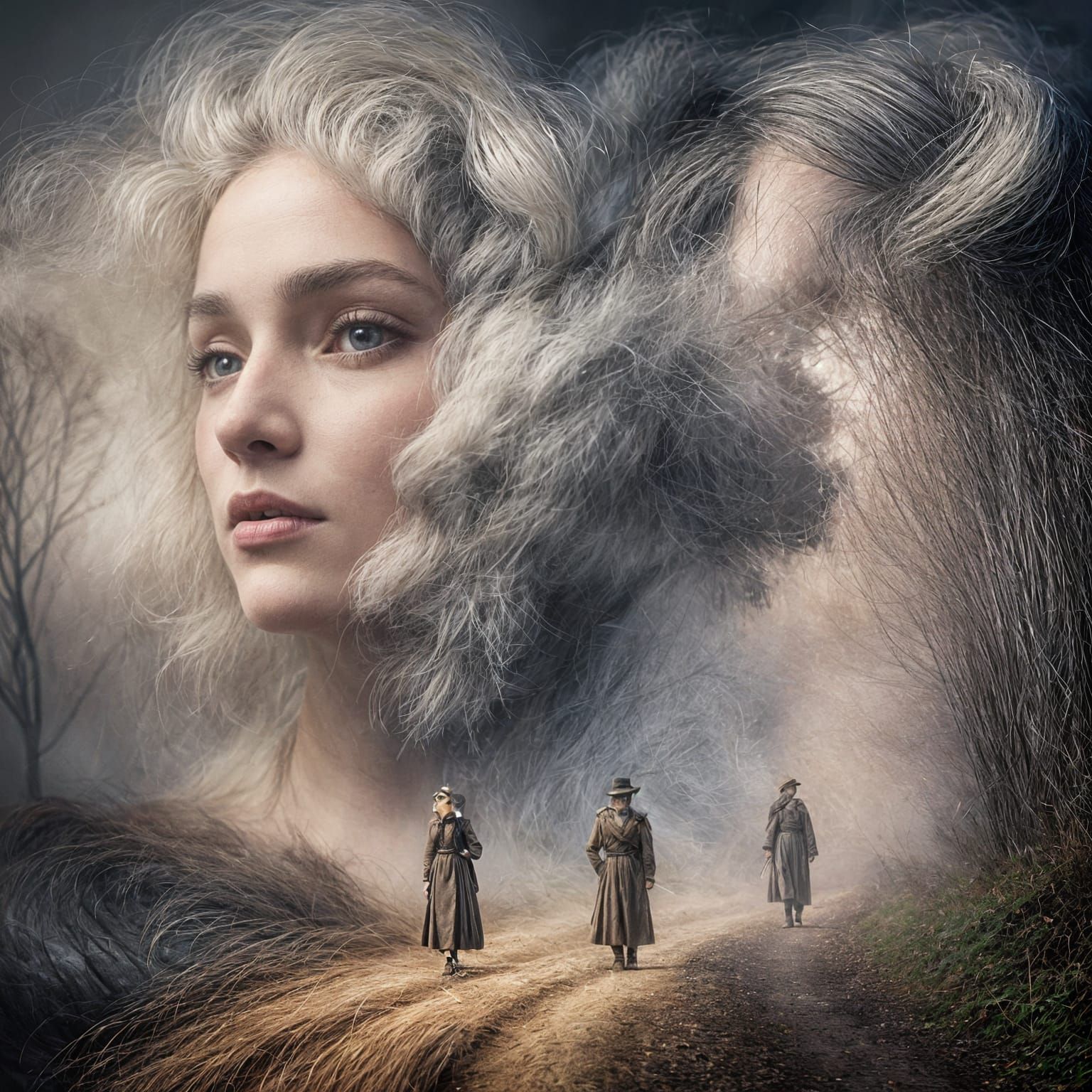 Surreal Dreamscape: Celebrities Emerge in Misty 1889 Scene