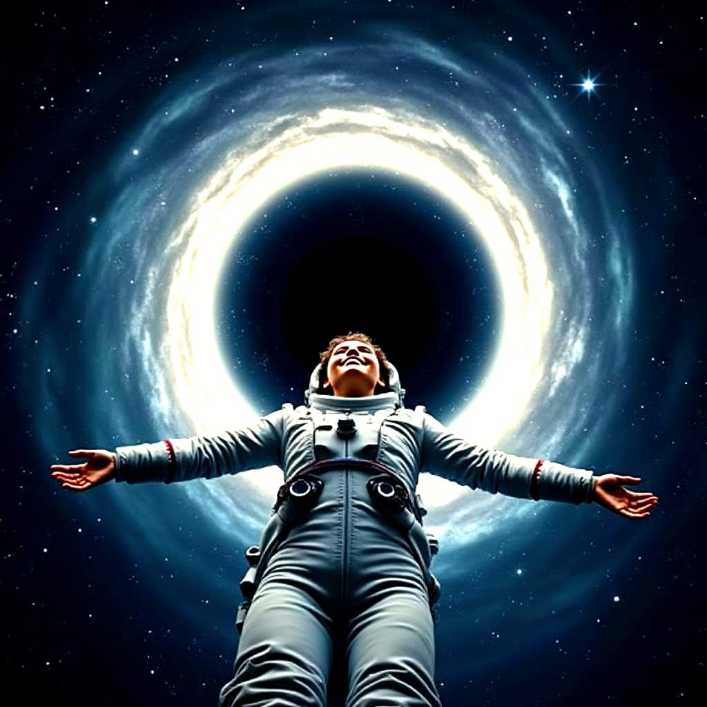 Selfie Into a Black Hole: Peaceful Atomic Stretch