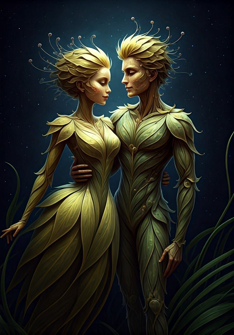 Lukas & Portia Petallic Humanoid Stick-Figures