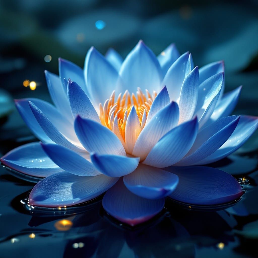 Breathtaking Blue Lotus Blossom in Ethereal Light