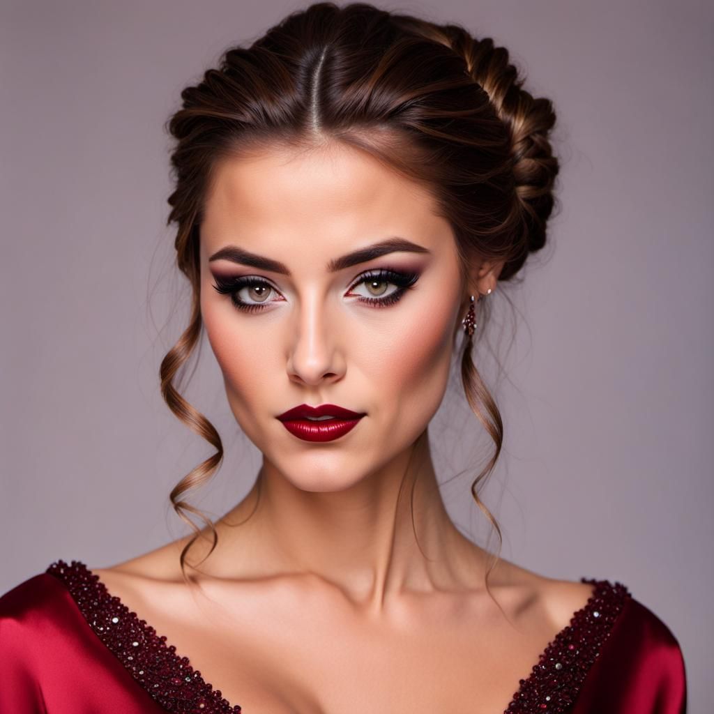 Teenage Girl in Red Gown: Digital Matte Painting