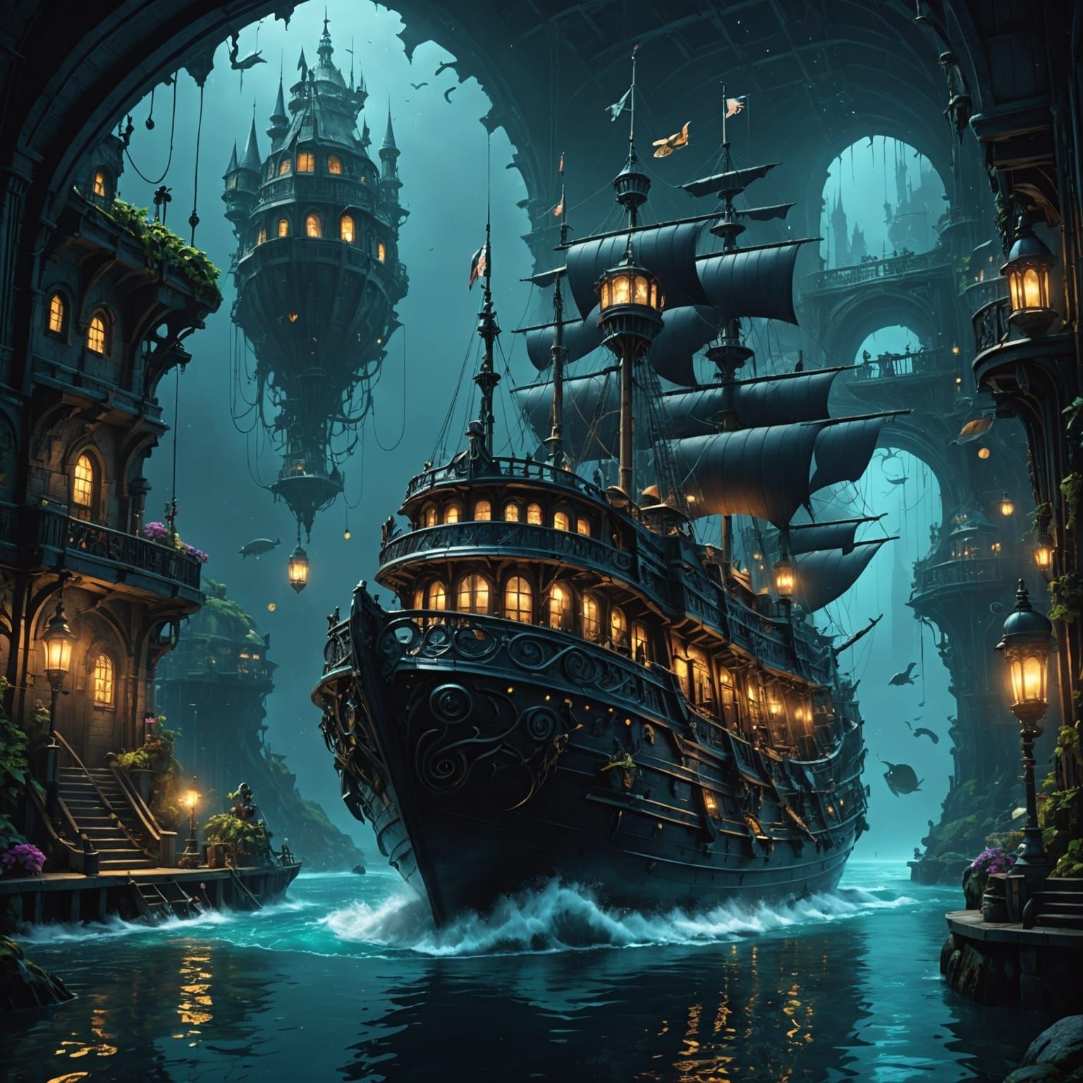 Dark Fantasy Seapunk Odyssey in Volumetric Lighting