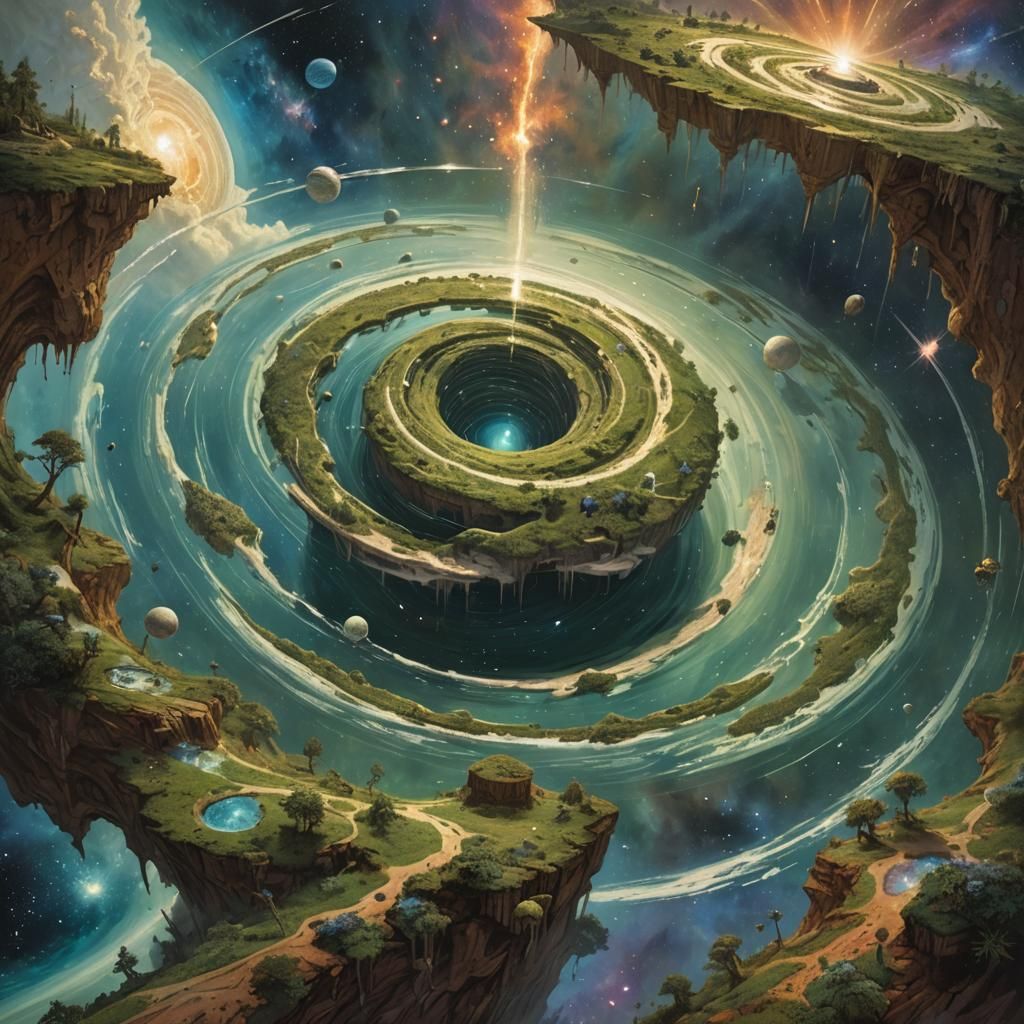 Art by James Gurney, imaginative scene of a space whirlpool ...