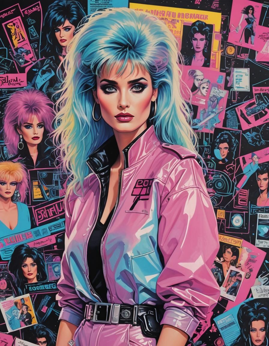 Cyberpunk Girl in 80s Movie Poster Style