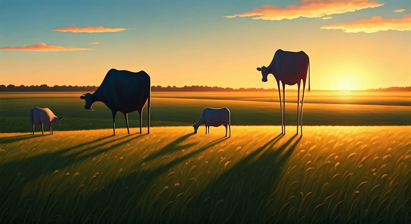 Surreal Midwest Plain at Dusk in Naive Style