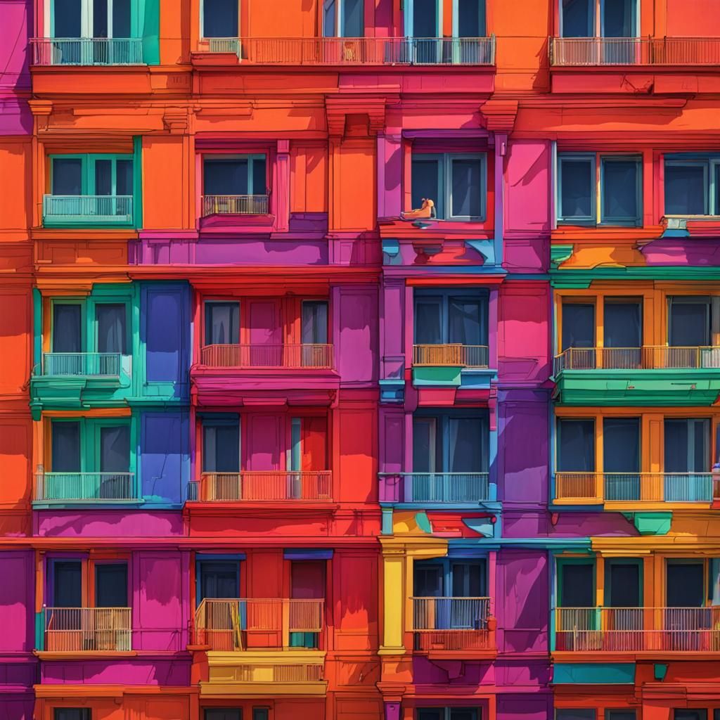 Vibrant Fictional Facade in Digital Art Style