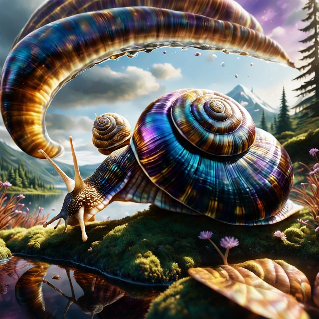 Snail Falling From Sky in Psychedelic Fantasy Art