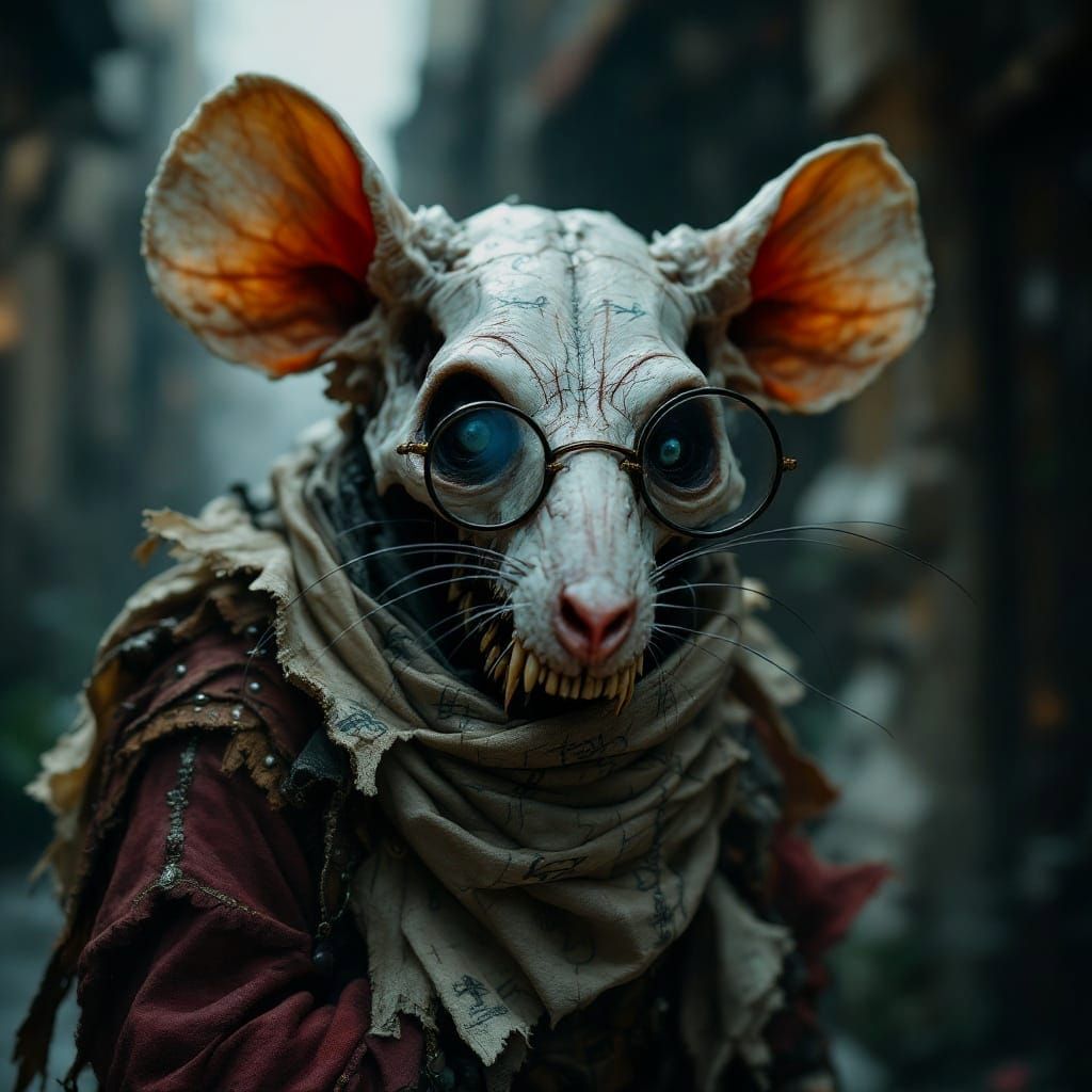 Skeletal Rat in Dark Fantasy Realism