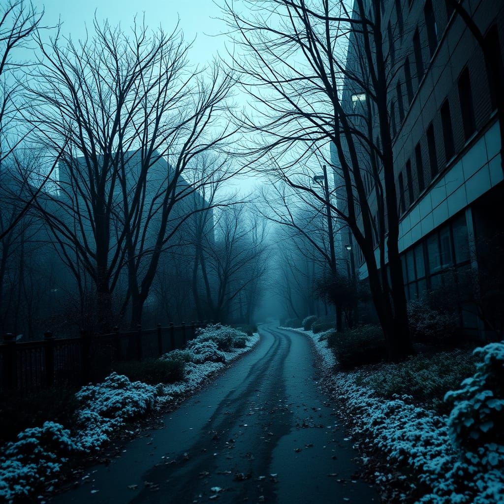 Moody City Street in Vibrant Hues