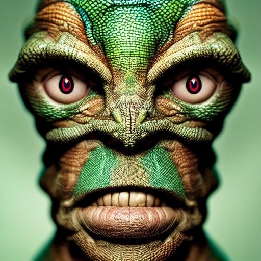 Hyperrealistic Lizard-Skinned Man in Noir Photography