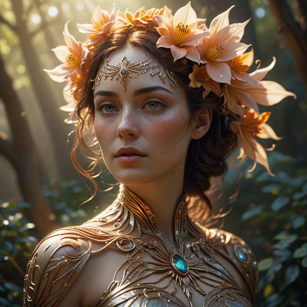 Surreal Fantasy Goddess in Warm Morning Light, in Whimsical ...