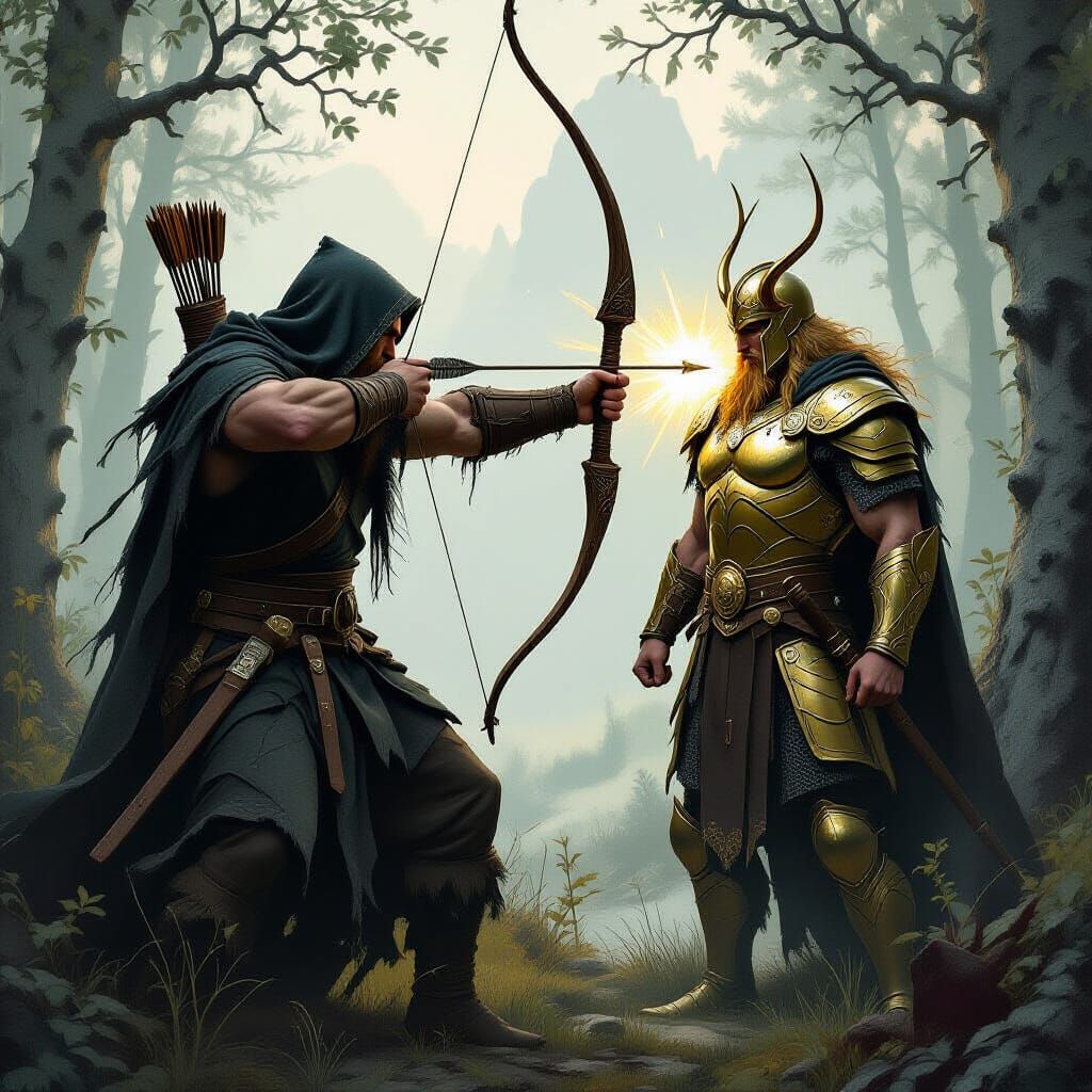 Höd's Fatal Shot: Baldr's Demise in Norse Forest