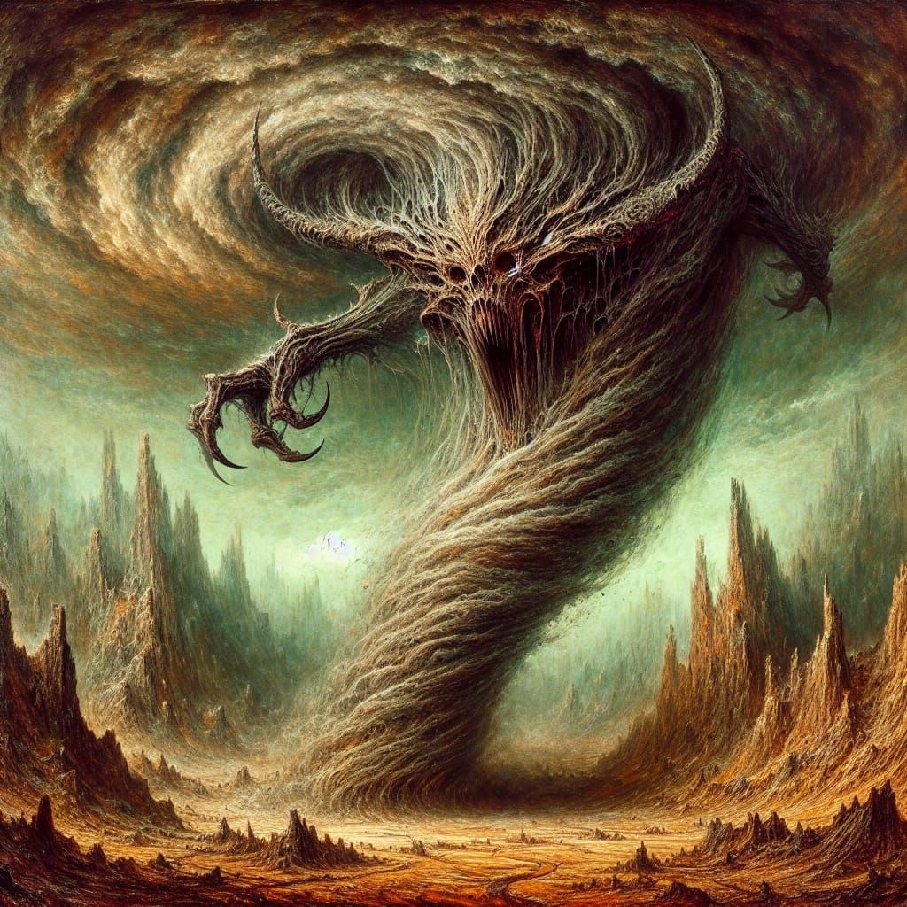 Menacing Tornado Entity in Barren Wilderness