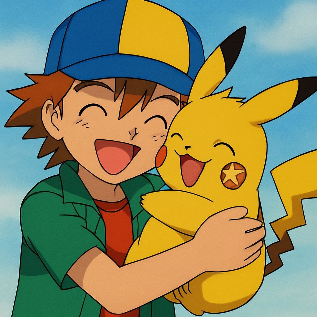 Boy Happily Hugs Pikachu: A Pokémon Scene