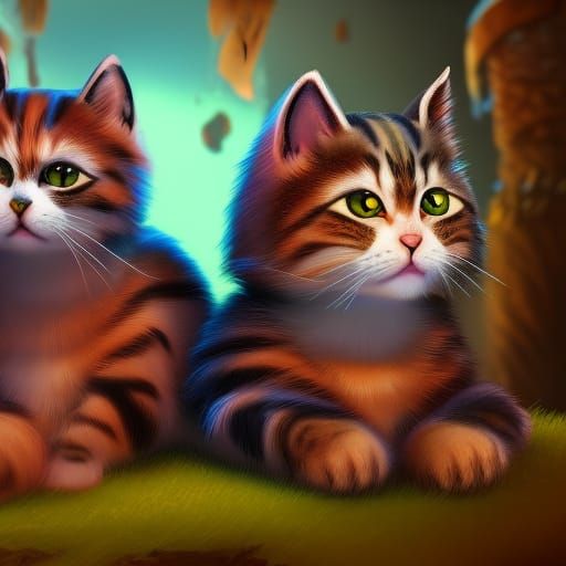 Cute Cats in Detailed Fantasy Art