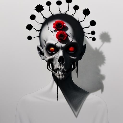 Ghostly Nightmare: Minimalist Charcoal Sketch in Dark Fantas...