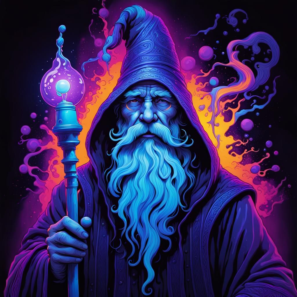 Black Light Wizard: Whimsical UV Fantasy Art