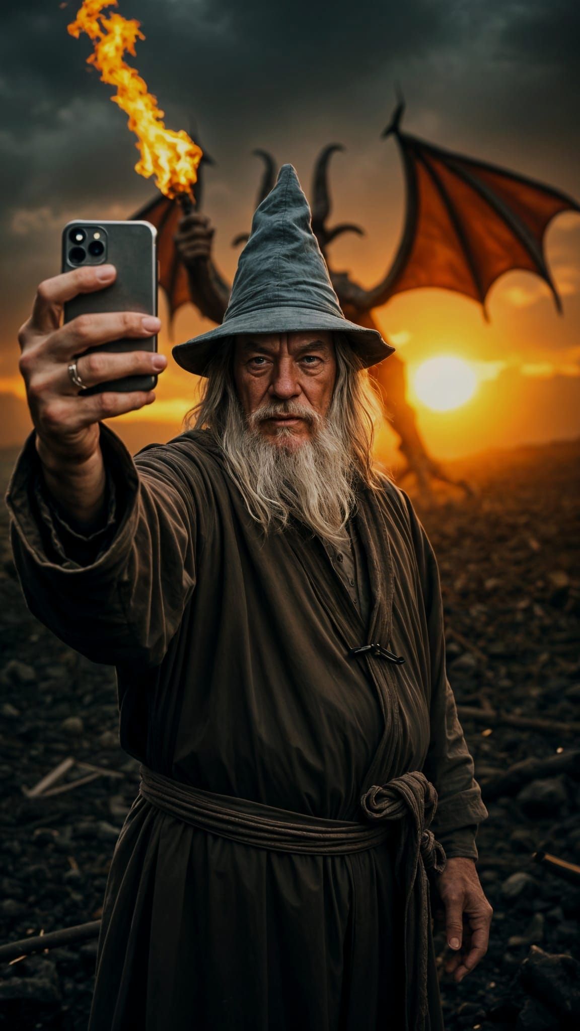 Gandalf Takes a Selfie on a Dark Battlefield
