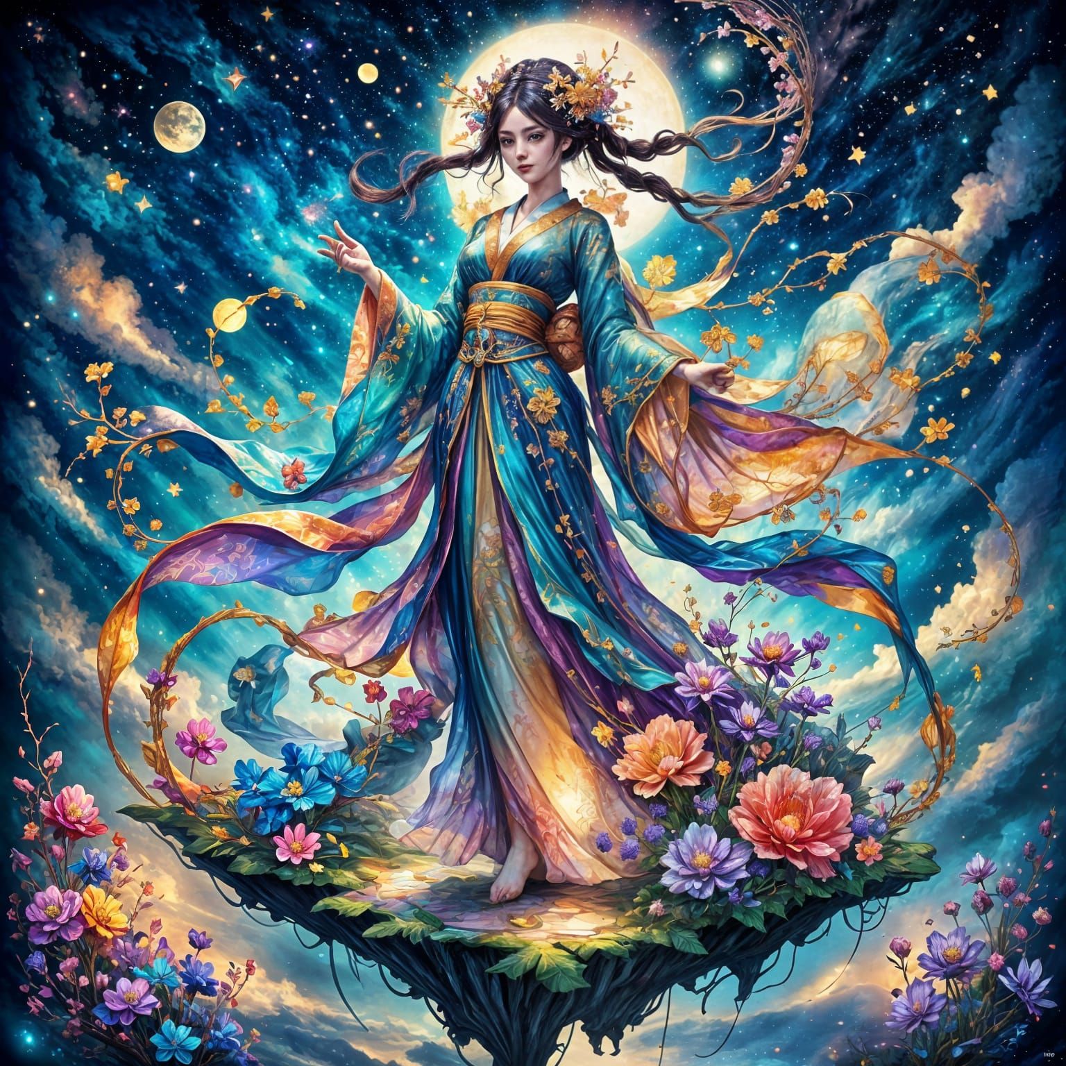 <lora:Fantasy Ink Flux:1.0> 9 I 9 Masterpiece, Best Quality, flat, Manga Scan, Anime, cinematic lighting, drawn Art, by ...