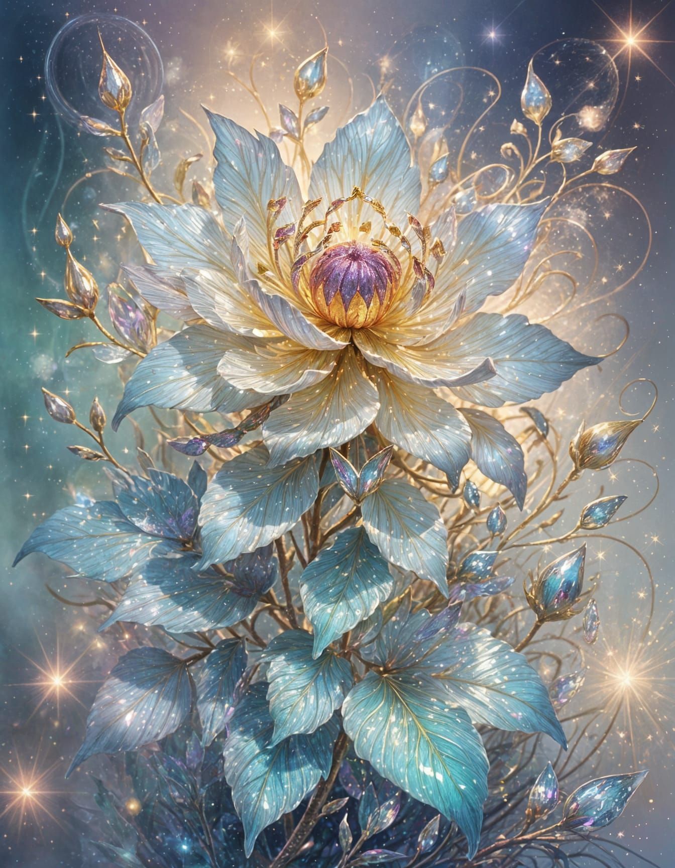 Ethereal Fantasy Flowers with Soft, Blurry Lines