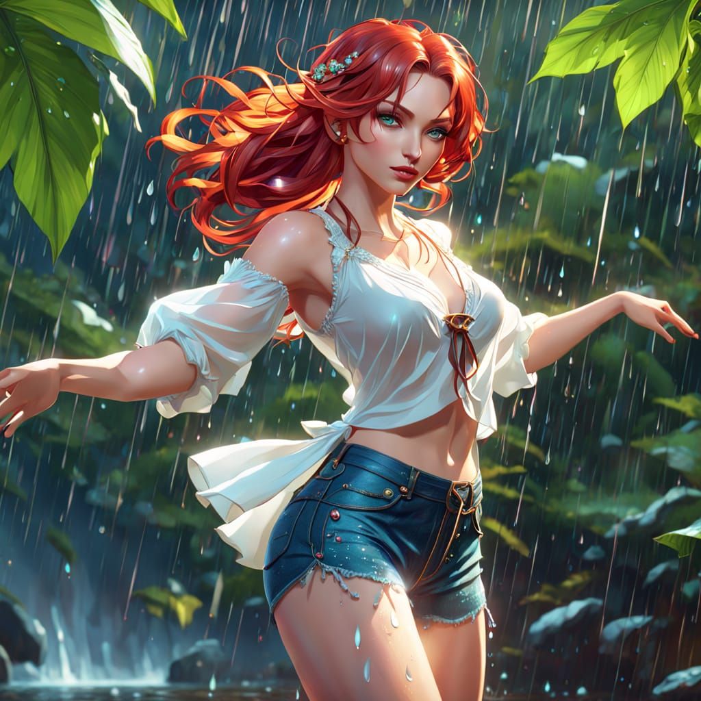 Ethereal Eastern European Dancer in the Rain, Artgerm Style