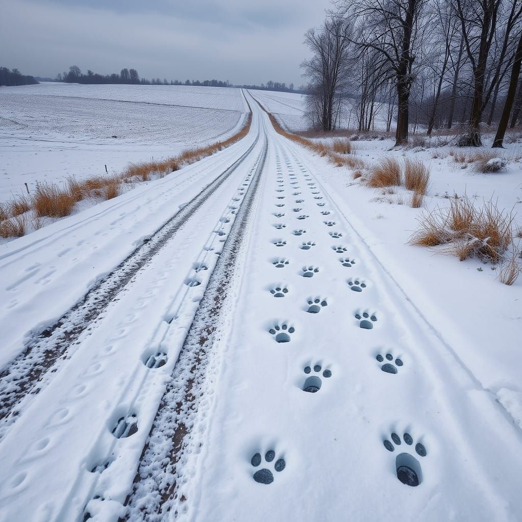 Winter Wonderland in Serene Countryside Landscape