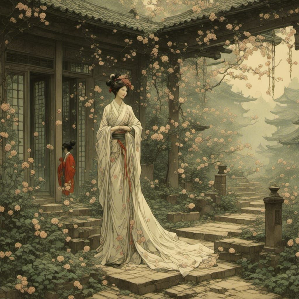 Ukiyo-e Dream Falls Serene Landscape