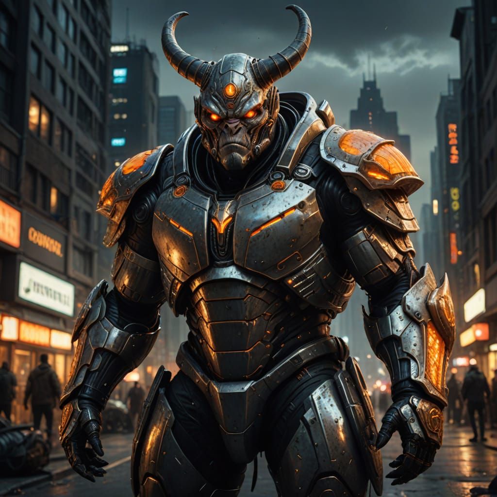 Obese Alien Kingpin Poses in Desolate Cityscape