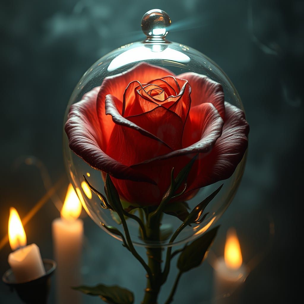 Ethereal Beauty Trapped Within a Glass Rose
