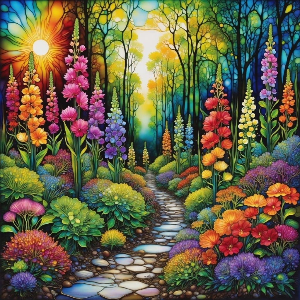 Garden Still Life with Flowers and Grapes