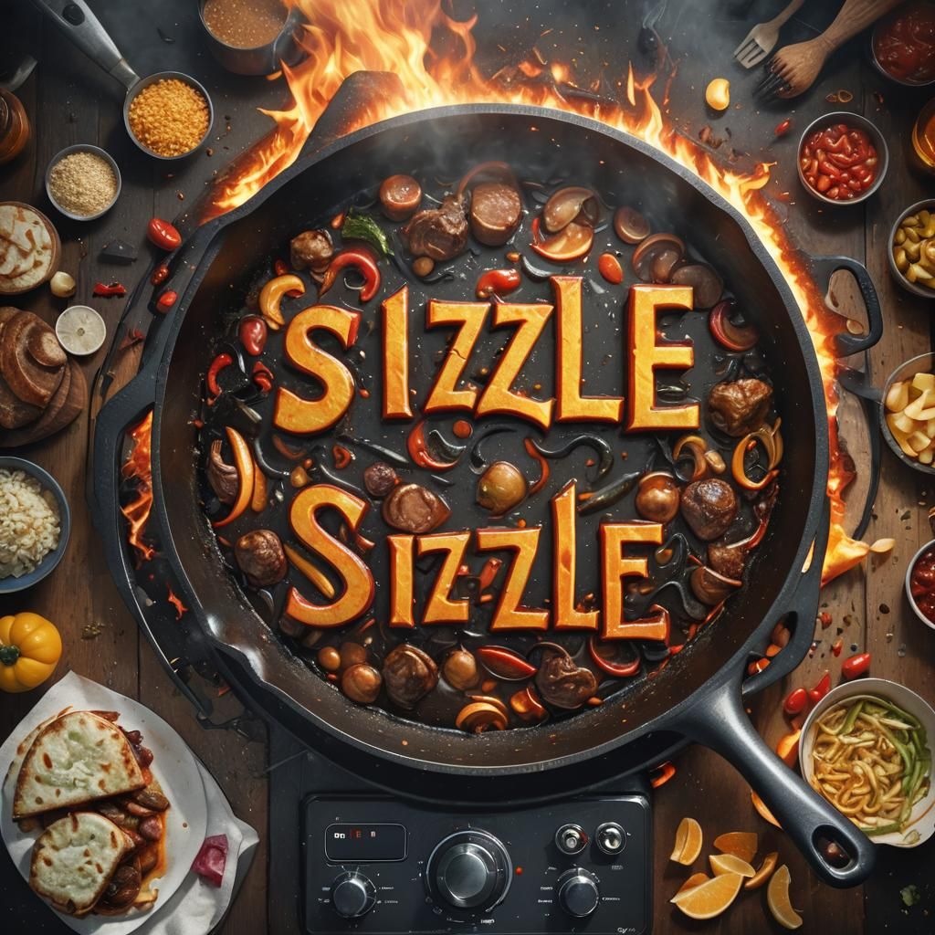 Food Sizzling on Stove: Digital Matte Painting